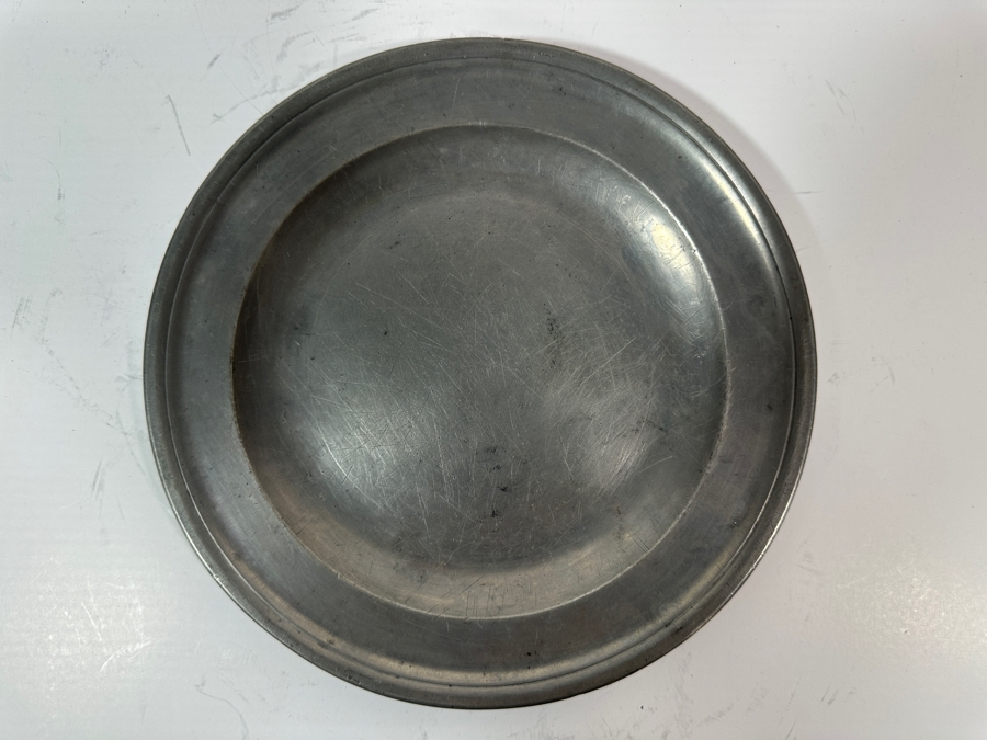 Antique English Pewter Plate Circa 18th Century Marked 'Curtis' 8.25'D Appraised at $910 [Photo 3]