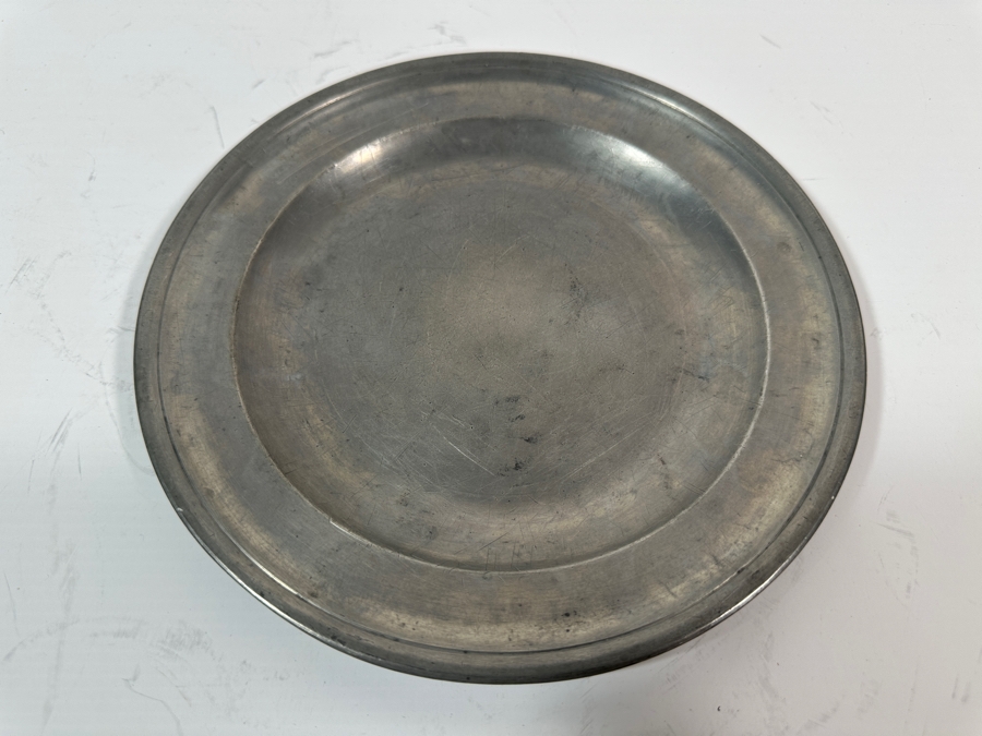 Antique English Pewter Plate Circa 18th Century Marked 'Curtis' 8.25'D Appraised at $910 [Photo 4]