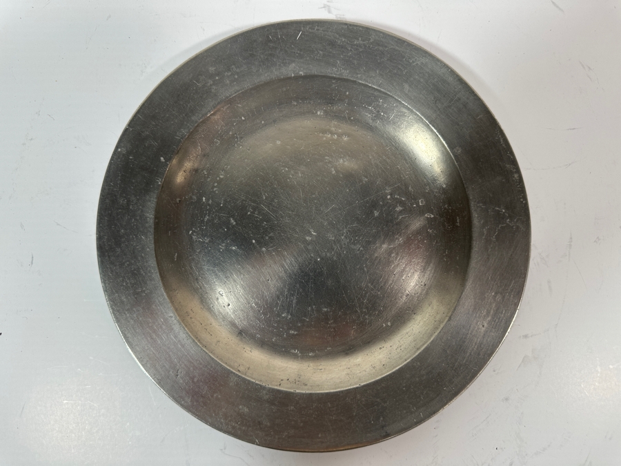 Antique English Pewter Plate Circa 20th Century Marked 'Made in London' 8 3/8'D Appraised at $490 [Photo 3]