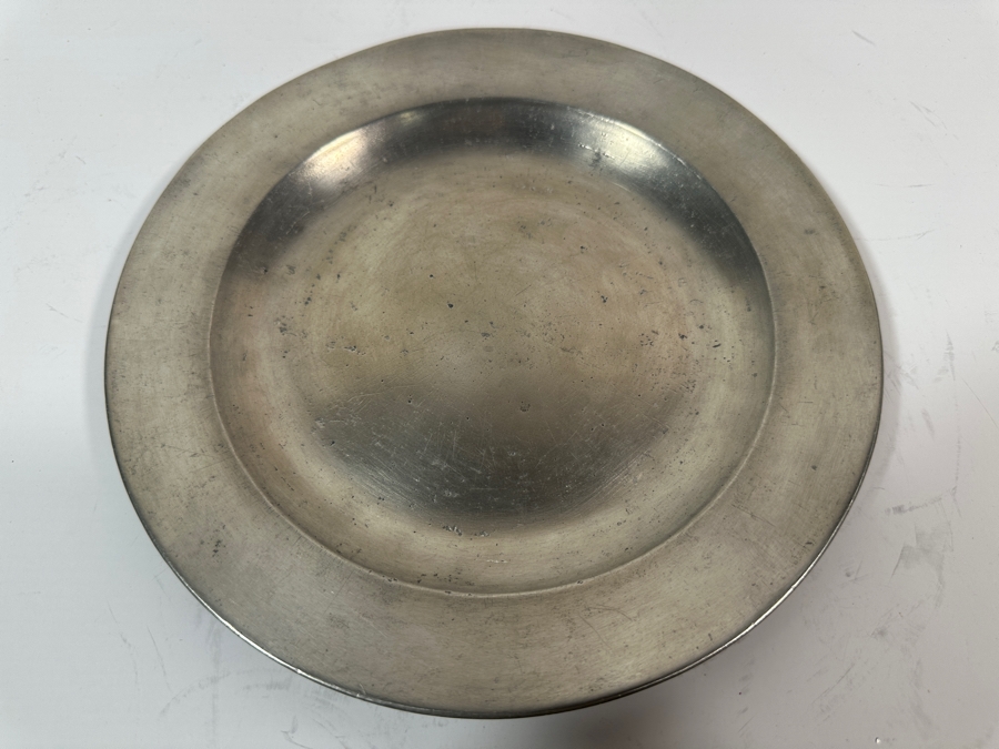 Antique English Pewter Plate Circa 20th Century Marked 'Made in London' 8 3/8'D Appraised at $490 [Photo 4]