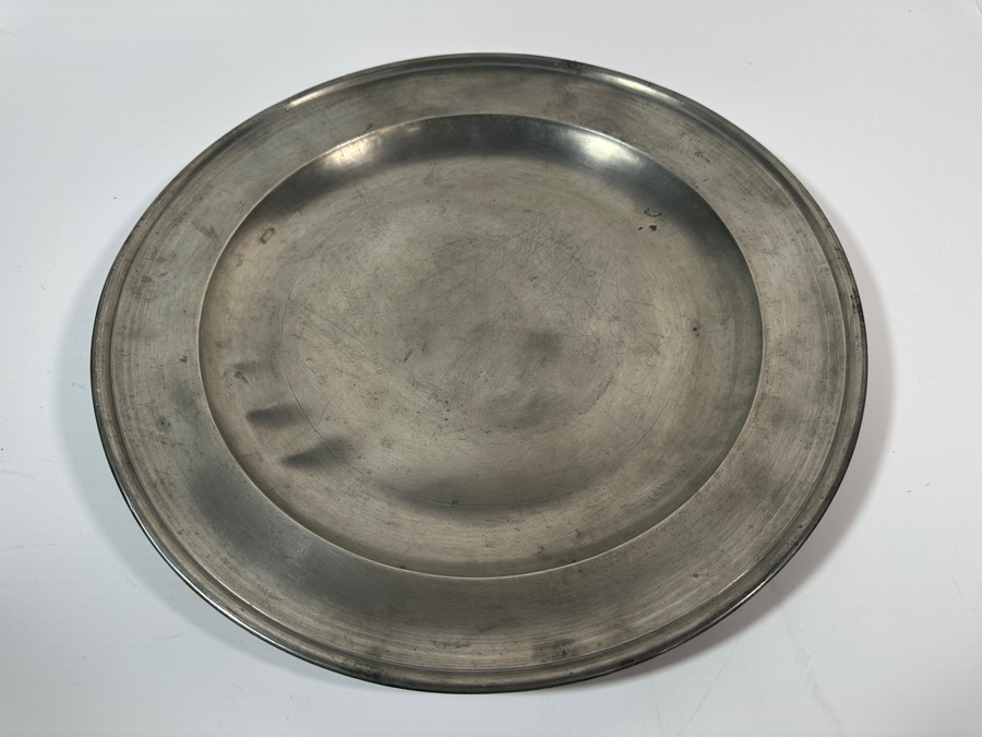 Antique English Pewter Circular Charger Circa Early 20th Century Marked 'Made in London' 14.75'D Appraised at $180 [Photo 4]
