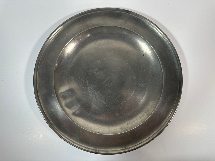 Antique English Pewter Circular Charger Circa Early 20th Century Marked 'Made in London' 14.75'D Appraised at $180 [Photo 3]