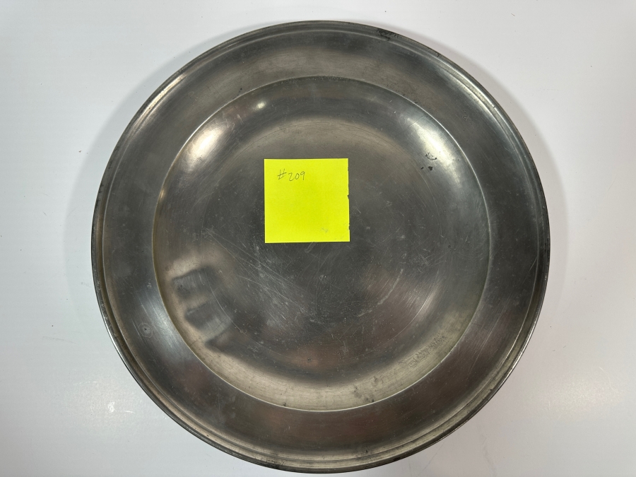 Antique English Pewter Circular Charger Circa Early 20th Century Marked 'Made in London' 14.75'D Appraised at $180 [Photo 2]