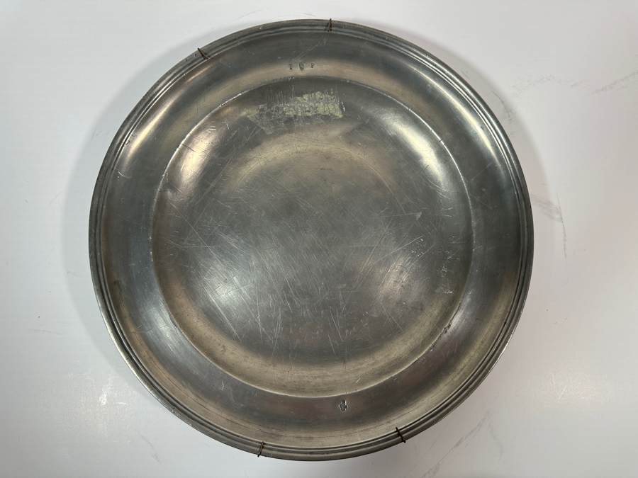 Antique English Pewter Circular Charger Circa Early 18th Century, Hallmarked 'TP' 13.75'D Appraised at $650 [Photo 3]