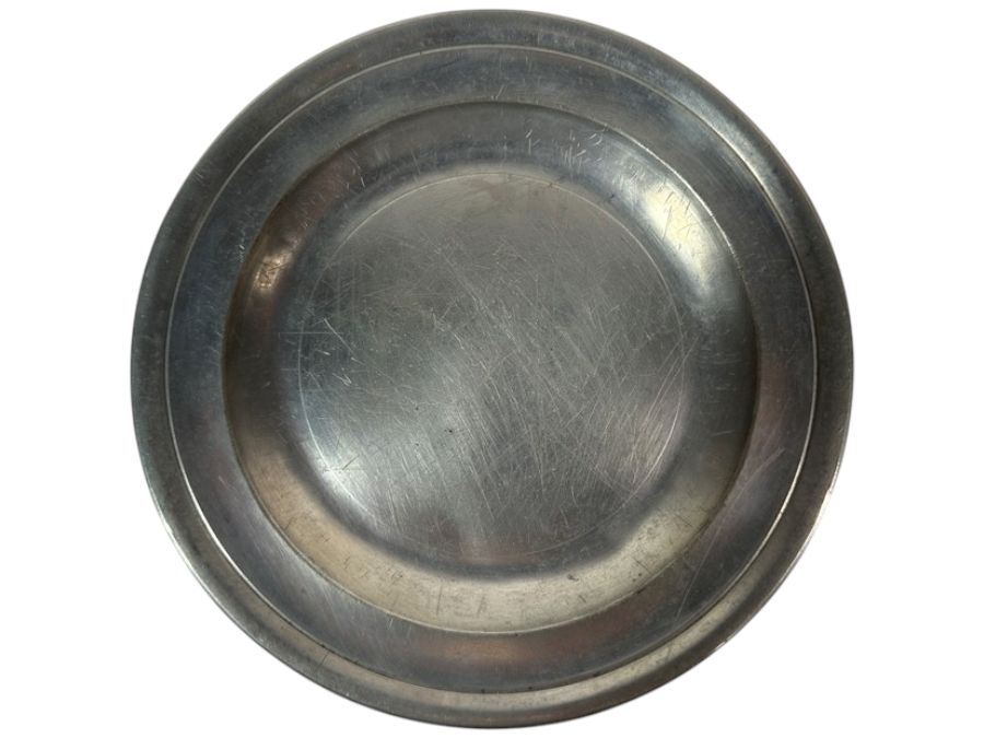 Antique English Pewter Dish Marked 'London' 8 3/8'D Appraised at $190