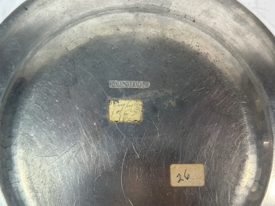 Antique English Pewter Dish Marked 'London' 8 3/8'D Appraised at $190 [Photo 5]