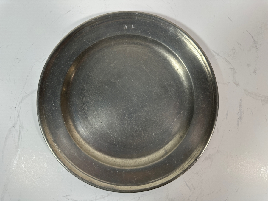 Antique English Pewter Robert & Thomas Porteus Plate Circa 18th Century Hallmarked 'Robert Porteus 1762' 9 3/8'D Appraised at $960 [Photo 3]