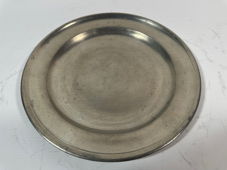Antique English Pewter Robert & Thomas Porteus Plate Circa 18th Century Hallmarked 'Robert Porteus 1762' 9 3/8'D Appraised at $960 [Photo 4]