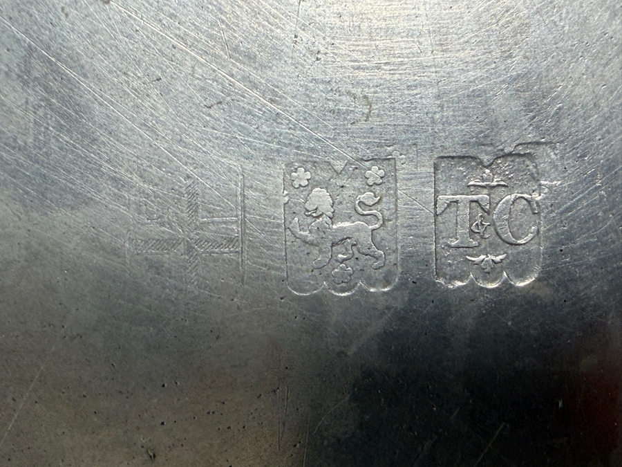Antique English Pewter Dish Hallmarked 'TC' Marked 'Made in London' 8.24'D Appraised at $160 [Photo 10]