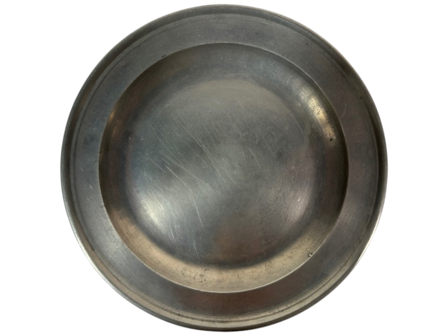 Antique English Pewter Dish Hallmarked 'TC' Marked 'Made in London' 8.24'D Appraised at $160