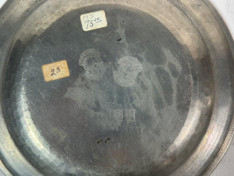 Antique English Pewter Dish Hallmarked 'TC' Marked 'Made in London' 8.24'D Appraised at $160 [Photo 5]