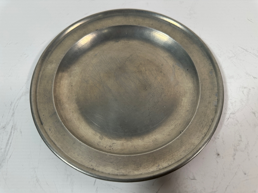 Antique English Pewter Dish Hallmarked 'TC' Marked 'Made in London' 8.24'D Appraised at $160 [Photo 4]