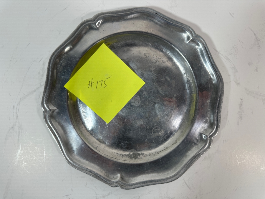 Antique Continental Pewter Plate with Scalloped Rim Marked 'RWP' 9 1/8'D Appraised at $680 [Photo 3]