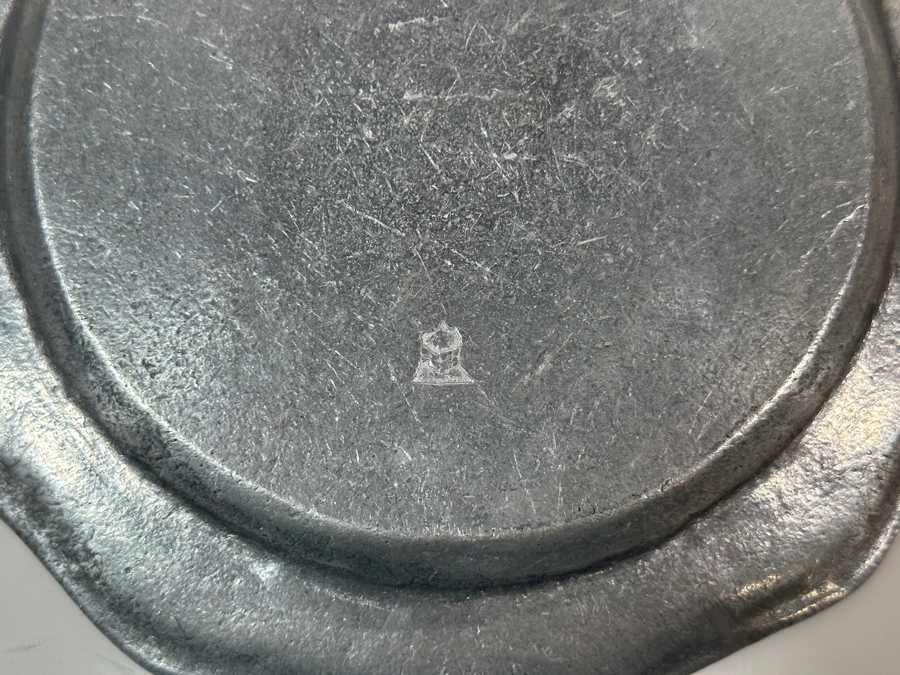 Antique Continental Pewter Plate with Scalloped Rim Marked 'RWP' 9 1/8'D Appraised at $680 [Photo 7]