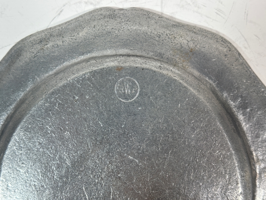 Antique Continental Pewter Plate with Scalloped Rim Marked 'RWP' 9 1/8'D Appraised at $680 [Photo 6]