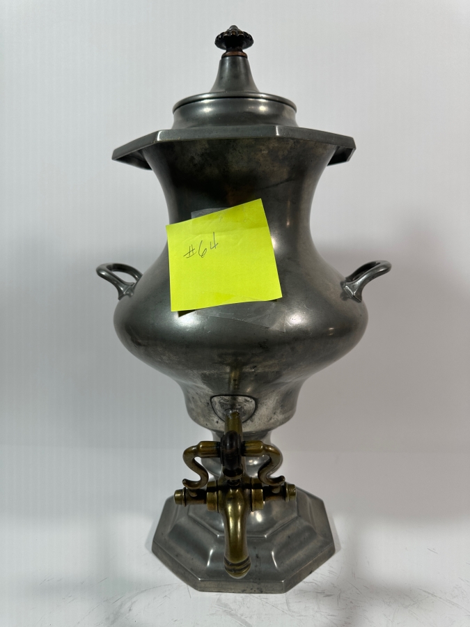 Rare Antique American Pewter Coffee Urn with Brass Spigot by Roswell Gleason, Dorchester, Mass Circa 1822-1840 - 18'H - Appraised Value of $4,800 [Photo 2]