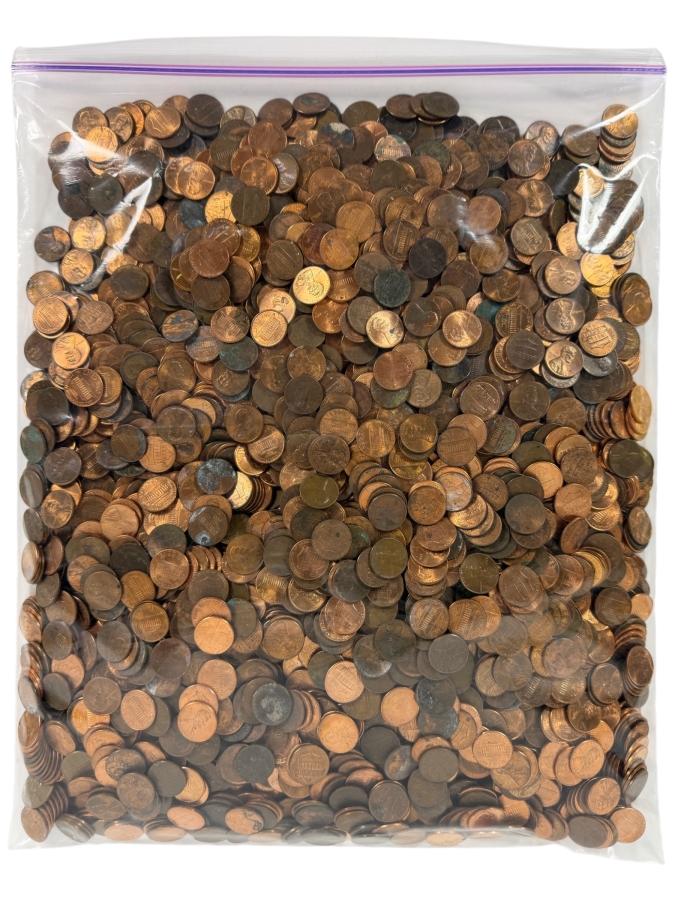 7,610g of US Lincoln Pennies of Various Years (Approximate Face Value of $25-$30)