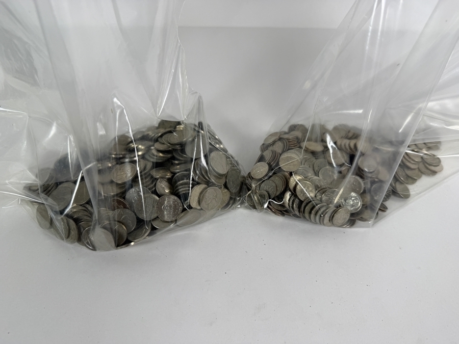 2,075g of US Jefferson Nickels of Various Years and 1,132g of US Roosevelt Dimes of Various Years (Approximate Face Value of $70.65) [Photo 8]
