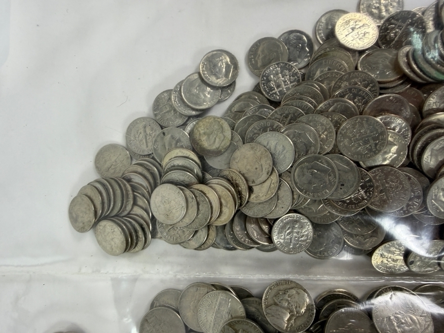 2,075g of US Jefferson Nickels of Various Years and 1,132g of US Roosevelt Dimes of Various Years (Approximate Face Value of $70.65) [Photo 7]