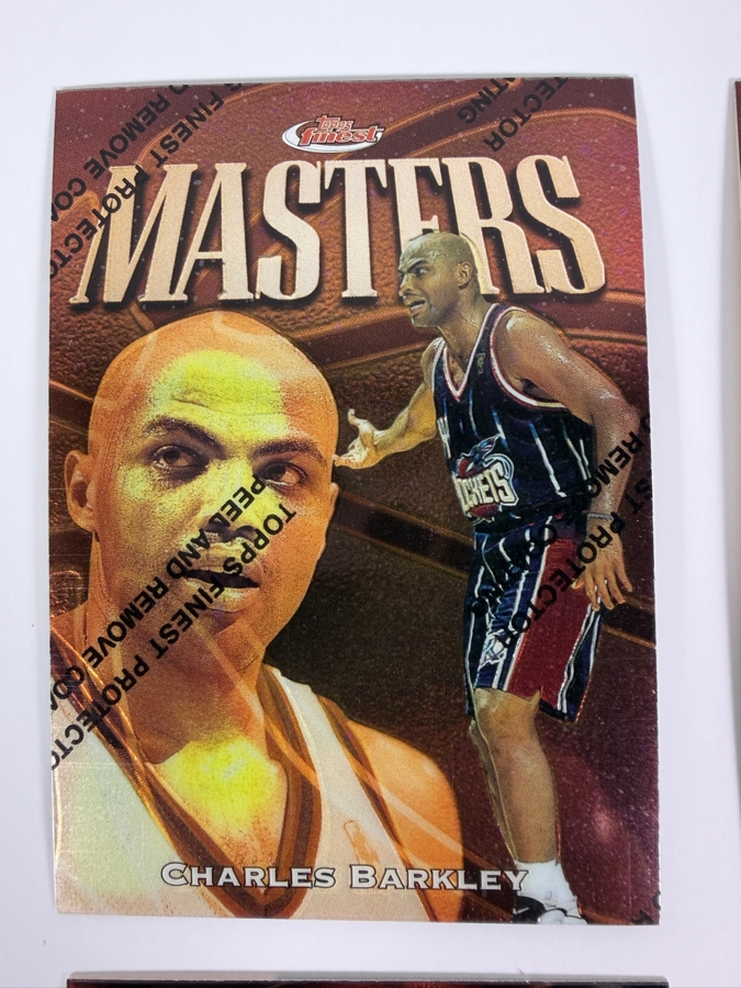 (6) 1997-98 Topps Finest Bronze Masters NBA Basketball Trading Cards with Protective Coatings Featuring Charles Barkley, Dennis Rodman, Shaquille O'Neal, David Robinson, Jason Kidd and Allen Iverson [Photo 2]