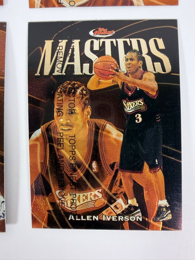 (6) 1997-98 Topps Finest Bronze Masters NBA Basketball Trading Cards with Protective Coatings Featuring Charles Barkley, Dennis Rodman, Shaquille O'Neal, David Robinson, Jason Kidd and Allen Iverson [Photo 7]