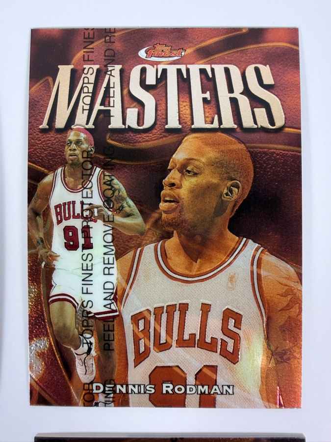(6) 1997-98 Topps Finest Bronze Masters NBA Basketball Trading Cards with Protective Coatings Featuring Charles Barkley, Dennis Rodman, Shaquille O'Neal, David Robinson, Jason Kidd and Allen Iverson [Photo 3]