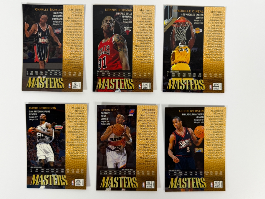 (6) 1997-98 Topps Finest Bronze Masters NBA Basketball Trading Cards with Protective Coatings Featuring Charles Barkley, Dennis Rodman, Shaquille O'Neal, David Robinson, Jason Kidd and Allen Iverson [Photo 8]