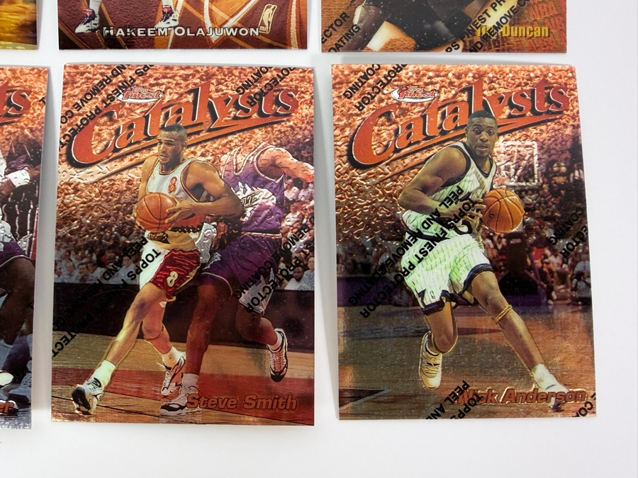 (6) 1997-98 Topps Finest NBA Basketball Trading Cards with Protective Coatings Featuring Tim Duncan's Rookie Card [Photo 4]