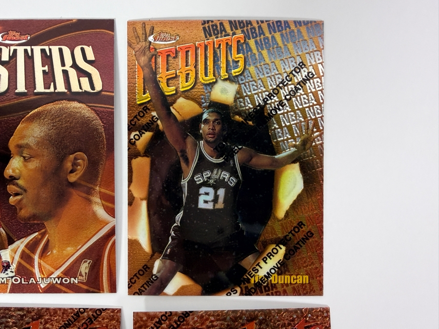 (6) 1997-98 Topps Finest NBA Basketball Trading Cards with Protective Coatings Featuring Tim Duncan's Rookie Card [Photo 3]