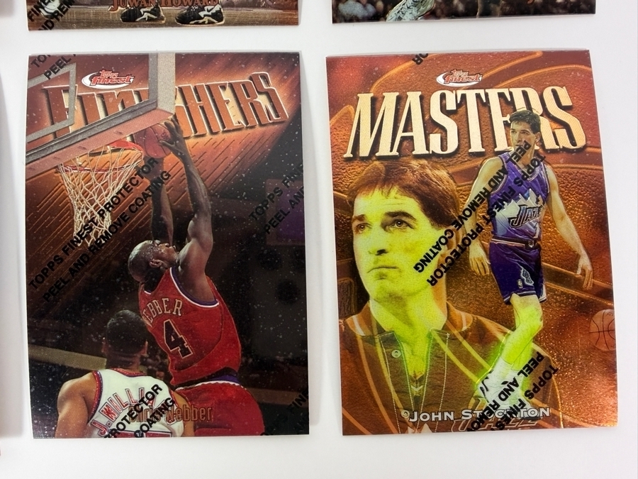 (6) 1997-98 Topps Finest NBA Basketball Trading Cards with Protective Coatings Featuring Scottie Pippen, Juwan Howard, Ray Allen, David Robinson, Chris Webber and John Stockton [Photo 4]