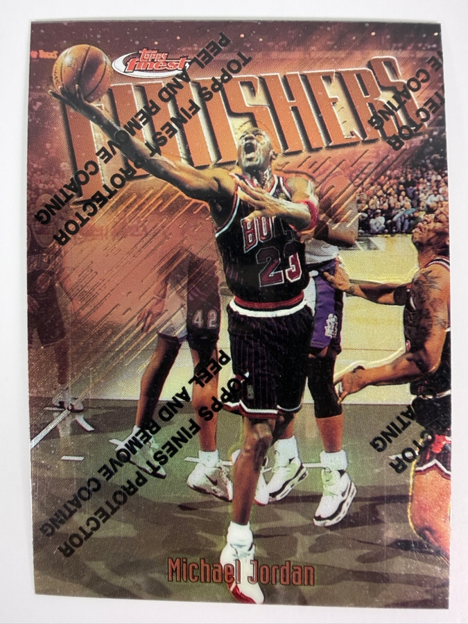 1997-98 Topps Finest NBA Basketball Trading Card Michael Jordan #39 'Finishers' with Protective Coatings [Photo 2]
