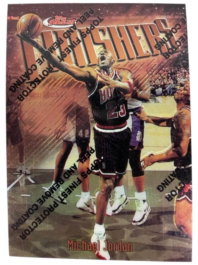 1997-98 Topps Finest NBA Basketball Trading Card Michael Jordan #39 'Finishers' with Protective Coatings
