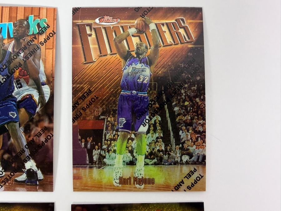 (6) 1997-98 Topps Finest NBA Basketball Trading Cards with Protective Coatings Featuring Patrick Ewing, Kevin Garnet, Karl Malone, Tracy McGrady, John Stockton and Scottie Pippen [Photo 5]