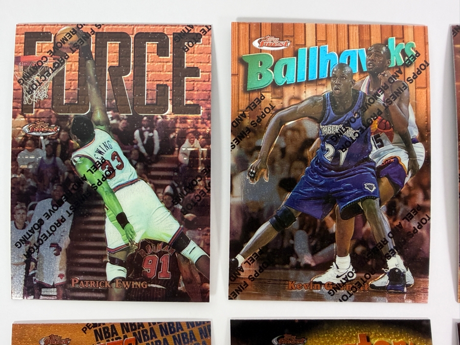 (6) 1997-98 Topps Finest NBA Basketball Trading Cards with Protective Coatings Featuring Patrick Ewing, Kevin Garnet, Karl Malone, Tracy McGrady, John Stockton and Scottie Pippen [Photo 4]