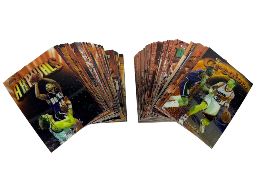 Large Lot of 1997-98 Topps Finest NBA Basketball Trading Cards with Protective Coatings