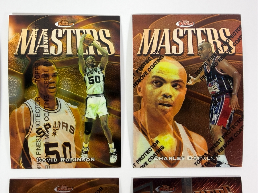 (6) 1997-98 Topps Finest NBA Basketball Trading Cards with Protective Coatings Featuring Scottie Pippen, David Robinson, Charles Barkley, Hakeem Olajuwon, John Stockton and Chris Webber [Photo 2]