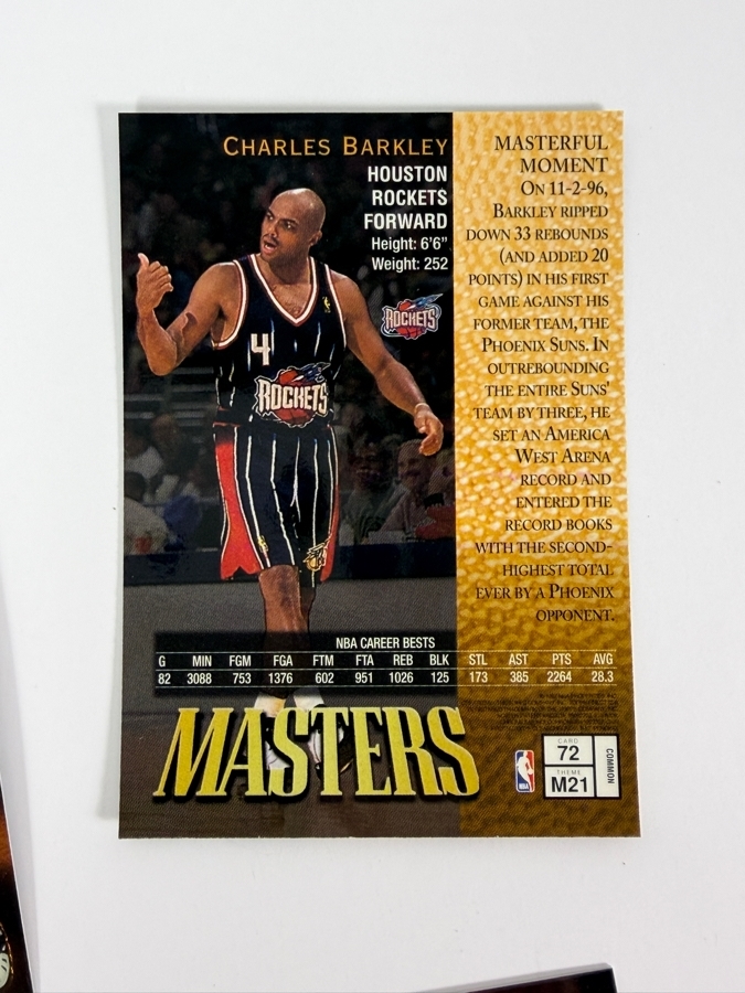 (6) 1997-98 Topps Finest NBA Basketball Trading Cards with Protective Coatings Featuring Scottie Pippen, David Robinson, Charles Barkley, Hakeem Olajuwon, John Stockton and Chris Webber [Photo 6]