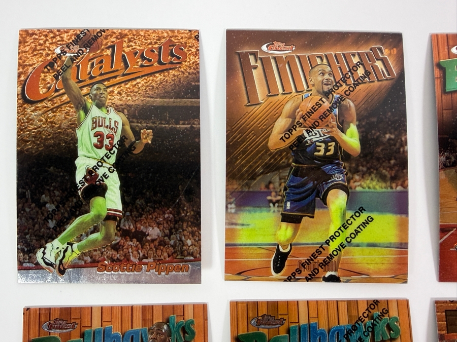 (6) 1997-98 Topps Finest NBA Basketball Trading Cards with Protective Coatings Featuring Scottie Pippen, Grant Hill, David Robinson, Kevin Garnett, Allen Iverson and Patrick Ewing [Photo 2]