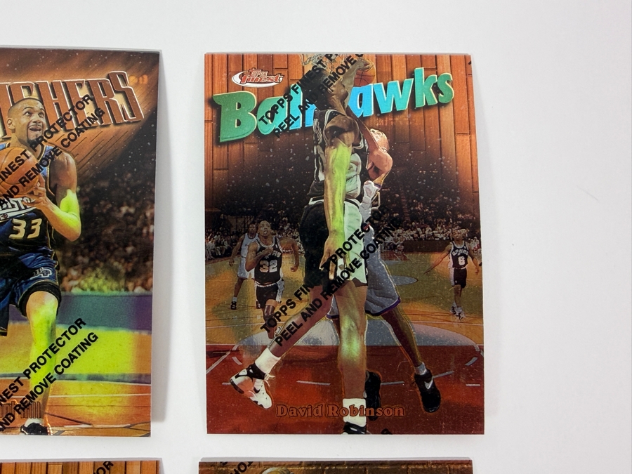 (6) 1997-98 Topps Finest NBA Basketball Trading Cards with Protective Coatings Featuring Scottie Pippen, Grant Hill, David Robinson, Kevin Garnett, Allen Iverson and Patrick Ewing [Photo 3]