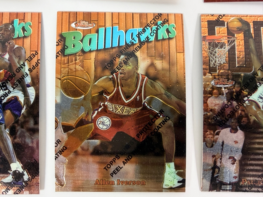(6) 1997-98 Topps Finest NBA Basketball Trading Cards with Protective Coatings Featuring Scottie Pippen, Grant Hill, David Robinson, Kevin Garnett, Allen Iverson and Patrick Ewing [Photo 5]