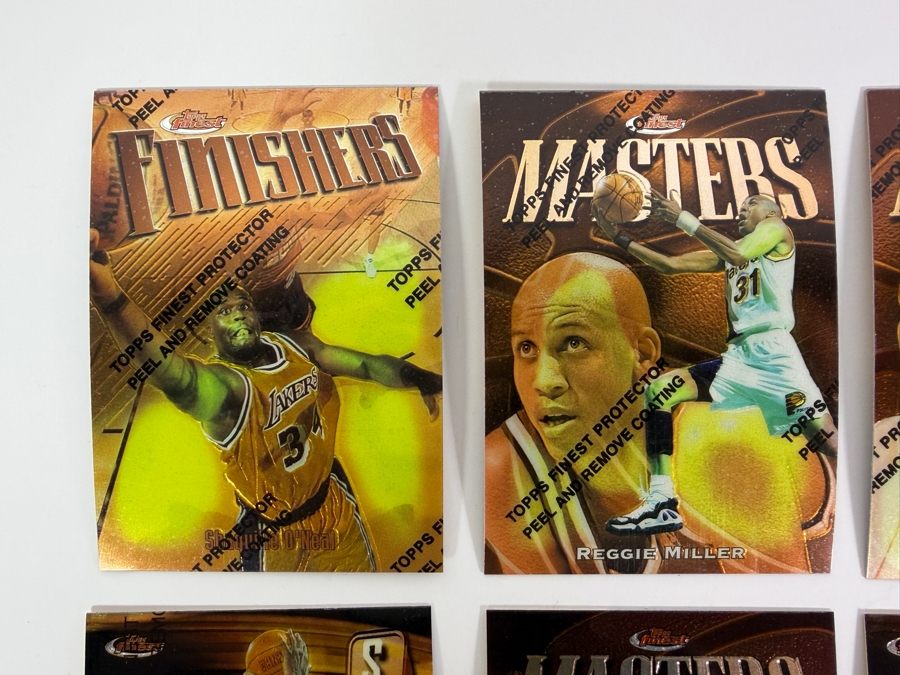 (6) 1997-98 Topps Finest NBA Basketball Trading Cards with Protective Coatings Featuring Shaquille O'Neal, Reggie Miller, Jason Kidd, Chris Webber, Kevin Garnett and Reggie Miller [Photo 2]
