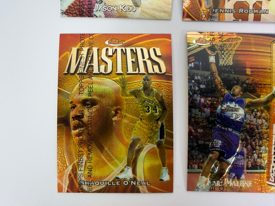 (6) 1997-98 Topps Finest NBA Basketball Trading Cards with Protective Coatings Featuring Jason Kidd, Dennis Rodman, Charles Barkley, Shaquille O'Neal, Karl Malone and Patrick Ewing [Photo 5]
