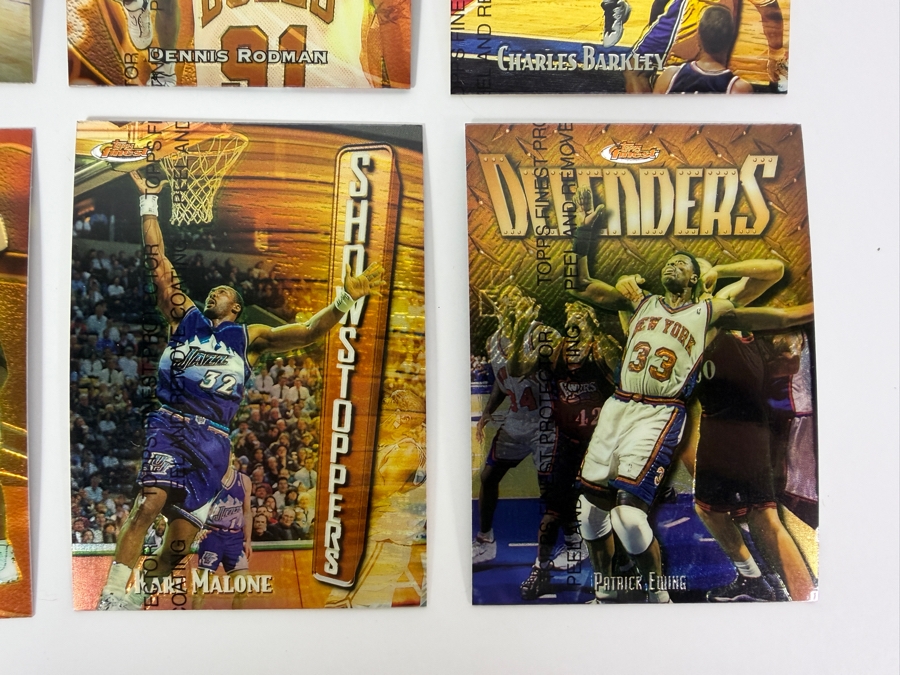 (6) 1997-98 Topps Finest NBA Basketball Trading Cards with Protective Coatings Featuring Jason Kidd, Dennis Rodman, Charles Barkley, Shaquille O'Neal, Karl Malone and Patrick Ewing [Photo 4]