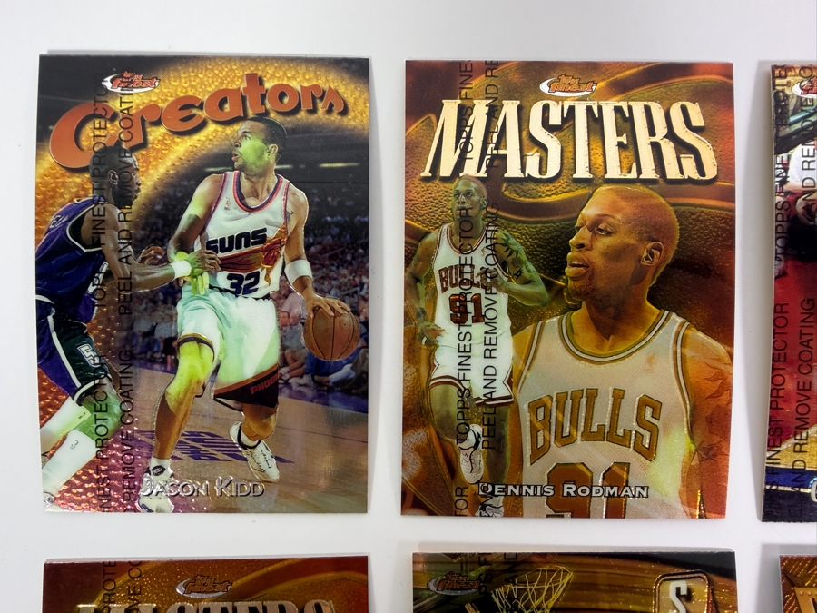 (6) 1997-98 Topps Finest NBA Basketball Trading Cards with Protective Coatings Featuring Jason Kidd, Dennis Rodman, Charles Barkley, Shaquille O'Neal, Karl Malone and Patrick Ewing [Photo 2]