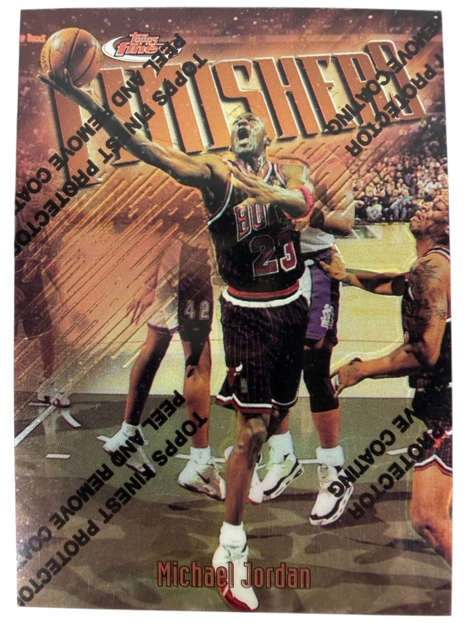 1997-98 Topps Finest NBA Basketball Trading Card Michael Jordan #39 'Finishers' with Protective Coatings