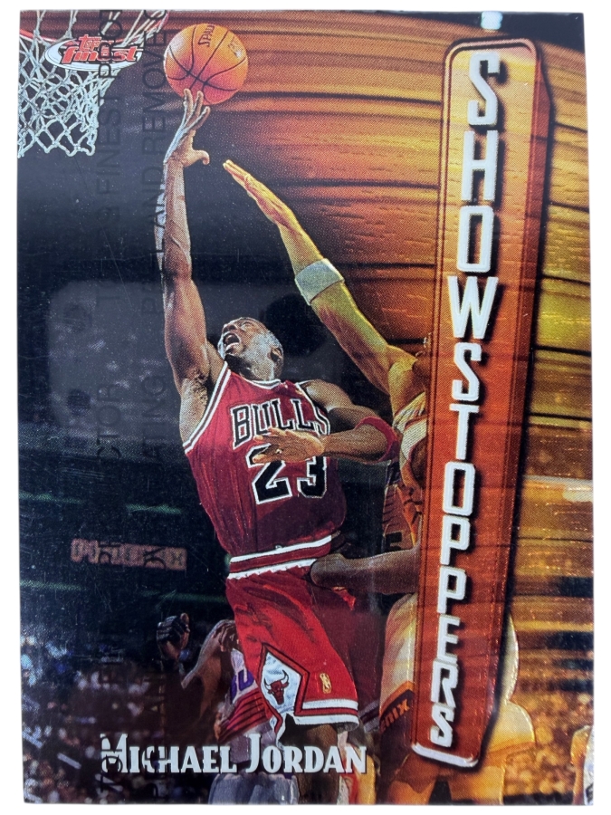 1997-98 Topps Finest NBA Basketball Trading Card Michael Jordan #271 'Showstoppers' with Protective Coating Estimate $2,000