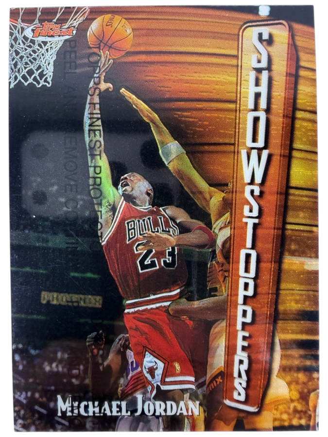 1997-98 Topps Finest NBA Basketball Trading Card Michael Jordan #271 'Showstoppers' with Protective Coating Estimate $2,000