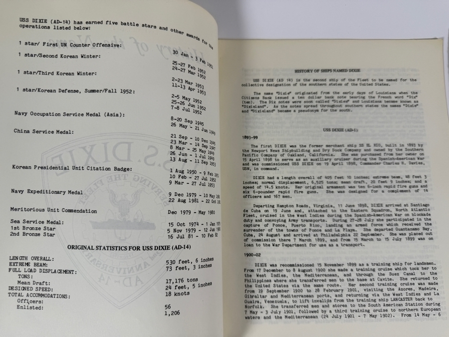 Vintage US Naval Ephemera Including a Pearl Harbor Dec. 7, 1941 Pamphlet, History of the U.S.S. Dixie Ship, Sealed US Navy Ship Postcards and The Greyhound Squadron Notebook [Photo 8]