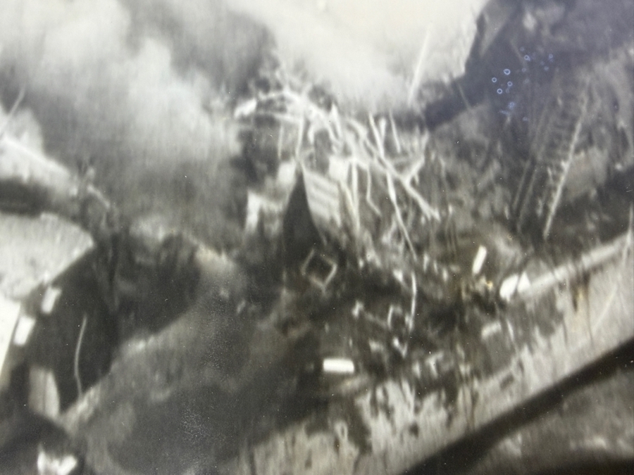 B&W Photograph of a Damaged US Navy Ship Burning at Sea 19.75' X 16' [Photo 6]