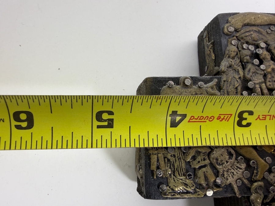 Vintage Mexican Folk Art Milagro Cross with Small Hammered Brass and Bronze Votive Charms 4.25 X 5 [Photo 6]